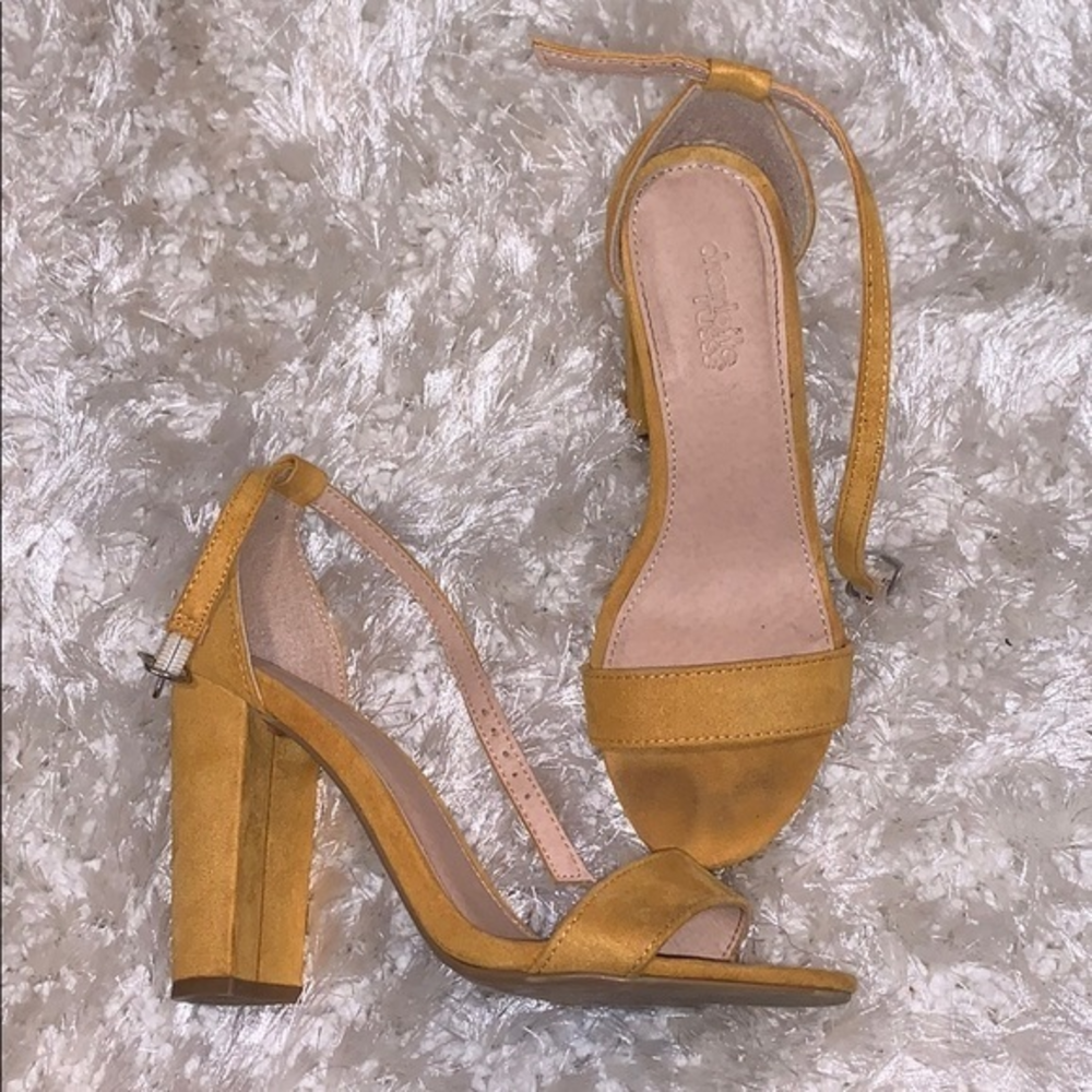 Yellow block heel sandals